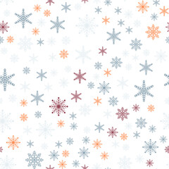 Seamless texture of New Year Christmas snowflakes