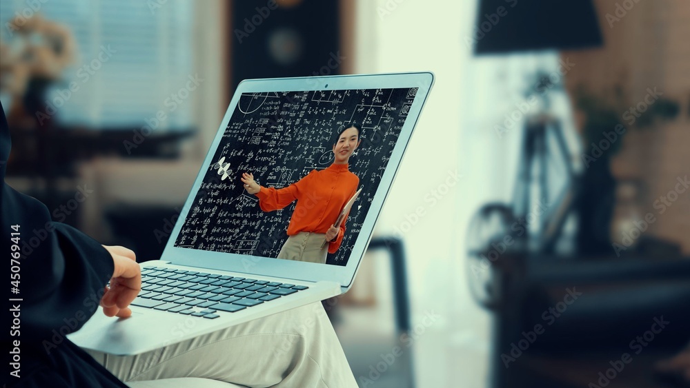 Poster e-learning and online education for student and university concept. video conference call technology