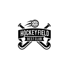 Hockey field shield logo icon design illustration