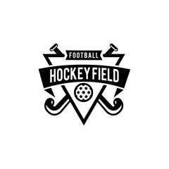 Obraz premium Hockey field shield logo icon design illustration