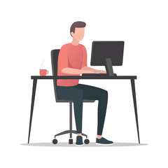 Office work concept. Colored flat vector illustration. Isolated on white background.
