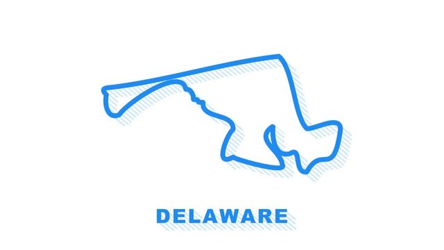 Delaware city map outline animation. Motion graphics.