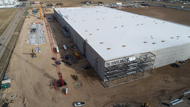 NAMPA, IDAHO - MARCH 8, 2019: Construction work being done at the new amazon warehouse coming to Idaho
