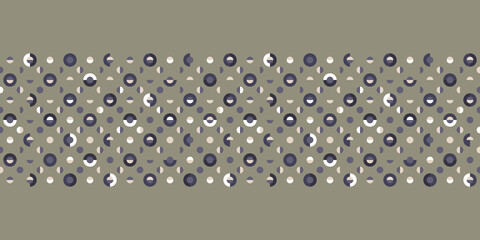 Polka-Dot seamless vector pattern Border. Elegant geometric pattern with tiled big and small circles and semicircles. Great for fashion, interior design, wallpaper.