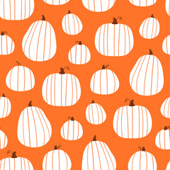 Vector seamless pattern with pumpkins