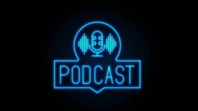 Podcast. Badge, icon stamp logo. Motion graphics.