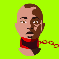 domestic violence against children - chained boy illustration - racism