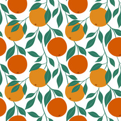Orange colorful seamless pattern. Vector orange pattern. Citrus fruit background. Perfect for textile manufacturing wallpaper posters etc. Vector illustration. 