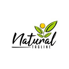 illustration of leaf for a logo with a nature theme. logo for herbal beauty business theme.