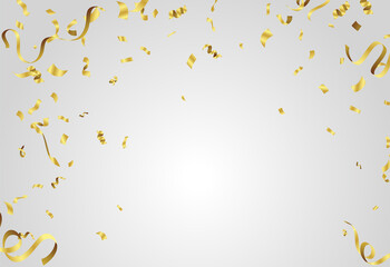 Christmas golden confetti. Falling shiny confetti glitters in gold color. New year, birthday, valentines day design element. Holiday background.