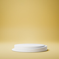 White Rounded Product Display Stage on Yellow Background