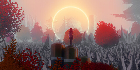 Futuristic science fiction digital art. Dream like fantasy scenery. © Jakub