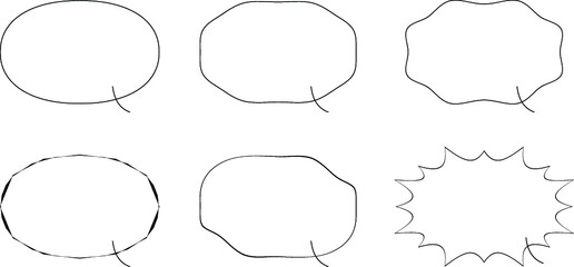 Obraz premium 線画のふきだしベクターイラストセット