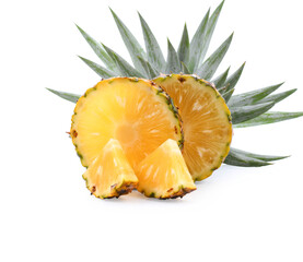 Fresh pineapple on white. This file is cleaned, retouched, contains clipping path and is ready to use.