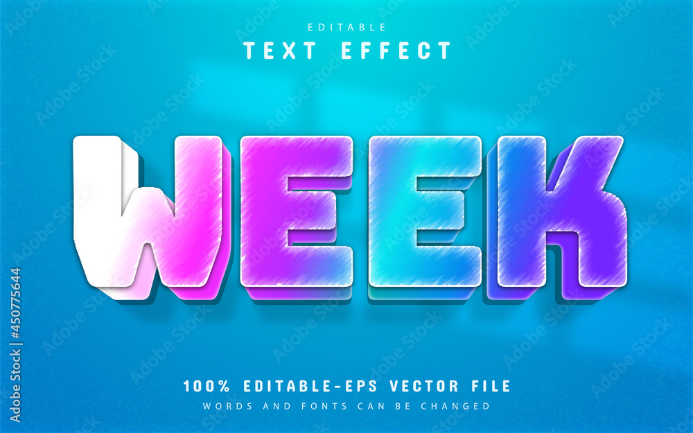 Poster week text, colorful gradient text effect