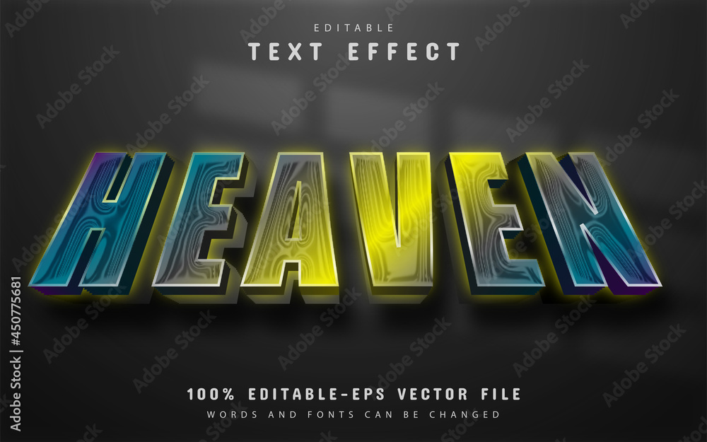 Poster heaven text, editable gradient text effect