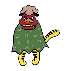 獅子舞をかぶる虎
