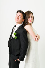 Portrait of a cheerful bride and groom