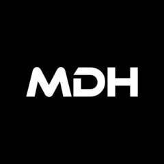 MDH letter logo design with black background in illustrator, vector logo modern alphabet font overlap style. calligraphy designs for logo, Poster, Invitation, etc.