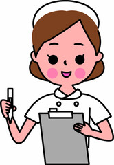 検温の説明をする笑顔の看護師