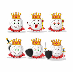 A Charismatic King white volleyball cartoon character wearing a gold crown