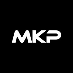 MKP letter logo design with black background in illustrator, vector logo modern alphabet font overlap style. calligraphy designs for logo, Poster, Invitation, etc.