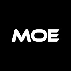 MOE letter logo design with black background in illustrator, vector logo modern alphabet font overlap style. calligraphy designs for logo, Poster, Invitation, etc.