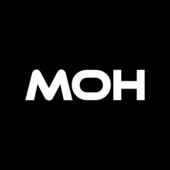 MOH letter logo design with black background in illustrator, vector logo modern alphabet font overlap style. calligraphy designs for logo, Poster, Invitation, etc.