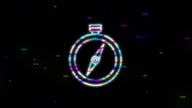 Compass icon. Flat navigation symbol. Motion graphics.