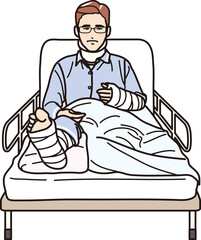 ケガで入院した男性