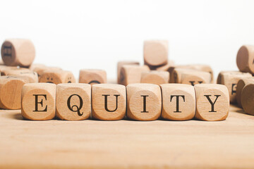 Equity Word Written In Wooden Cube