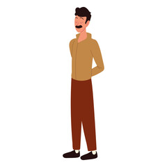 man with moustache standing