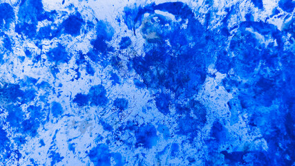 Blue Abstract Wallpaper. Cobalt Watercolor Decoration. Azure Grunge Poster. Navy Texture Trendy. Paint Canvas. Design Watercolour. Art Poster. Splash Light.