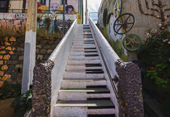 The famed Piano Stairs in UNESCO World Heritage Valparaiso, Chile