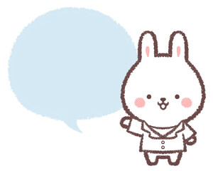 案内するうさぎのお医者さんとフキダシ