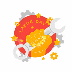 labor day vector flat design for logo, emblem, badge, flyer, poster, landing page, post, feed, banner or background
