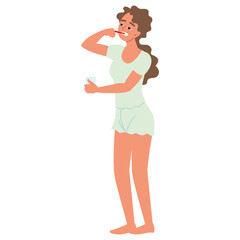 woman brushing teeth