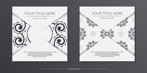 Fototapeta na wymiar Vintage Vector Light Color Preparation Greeting Cards with Abstract Patterns. Template for print design invitation card with mandala ornament.