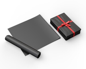 Blank gift wrapping paper template, 3d render illustration.