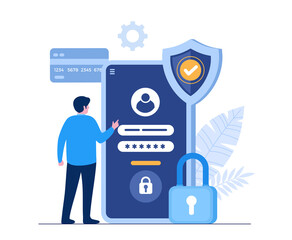 Personal data security, cyber data security online concept illustration, internet security or information privacy. flat vector illustration banner and protection