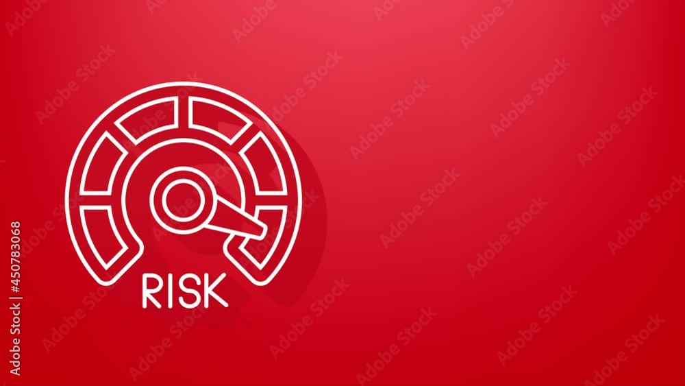 Poster risk icon on speedometer. high risk meter. motion graphics.