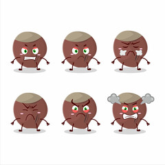 Acorn cartoon character with various angry expressions