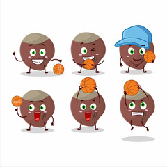 Talented acorn cartoon character as a basketball athlete