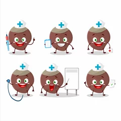 Fotobehang Doctor profession emoticon with acorn cartoon character © kongvector
