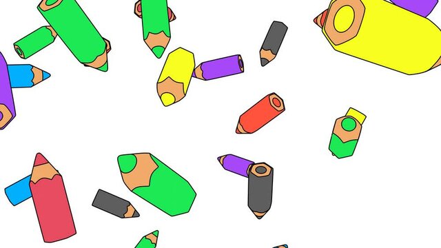 Toon style colored pencils on white background.
Loop able abstract animation.for kids.