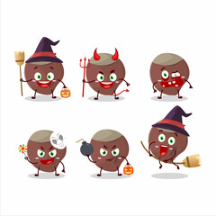 Halloween expression emoticons with cartoon character of acorn