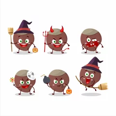 Fotobehang Halloween expression emoticons with cartoon character of acorn © kongvector