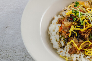 Korean style pork over rice, 'Jeyuk Deopbap'