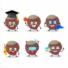 School student of acorn cartoon character with various expressions