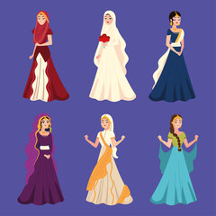 set of beautiful arabic brides
